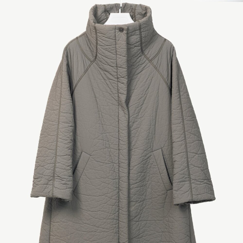 Annette Gortz AW14 Clyde Grey Waxed Pebble-Texture Coat